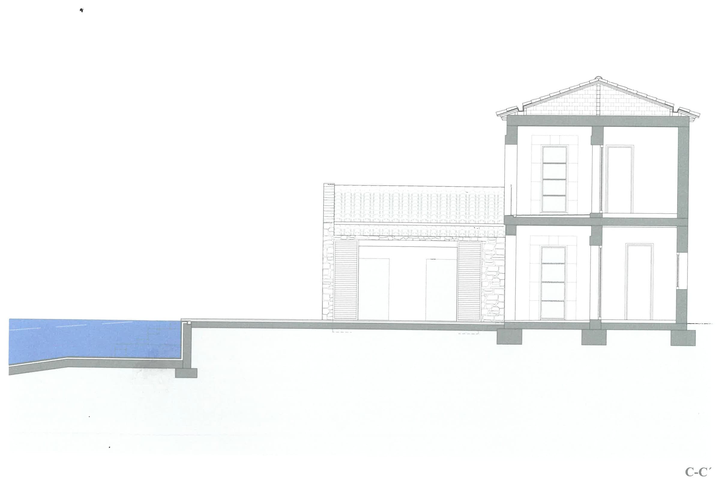 Historic Section C–C with pool for Property I