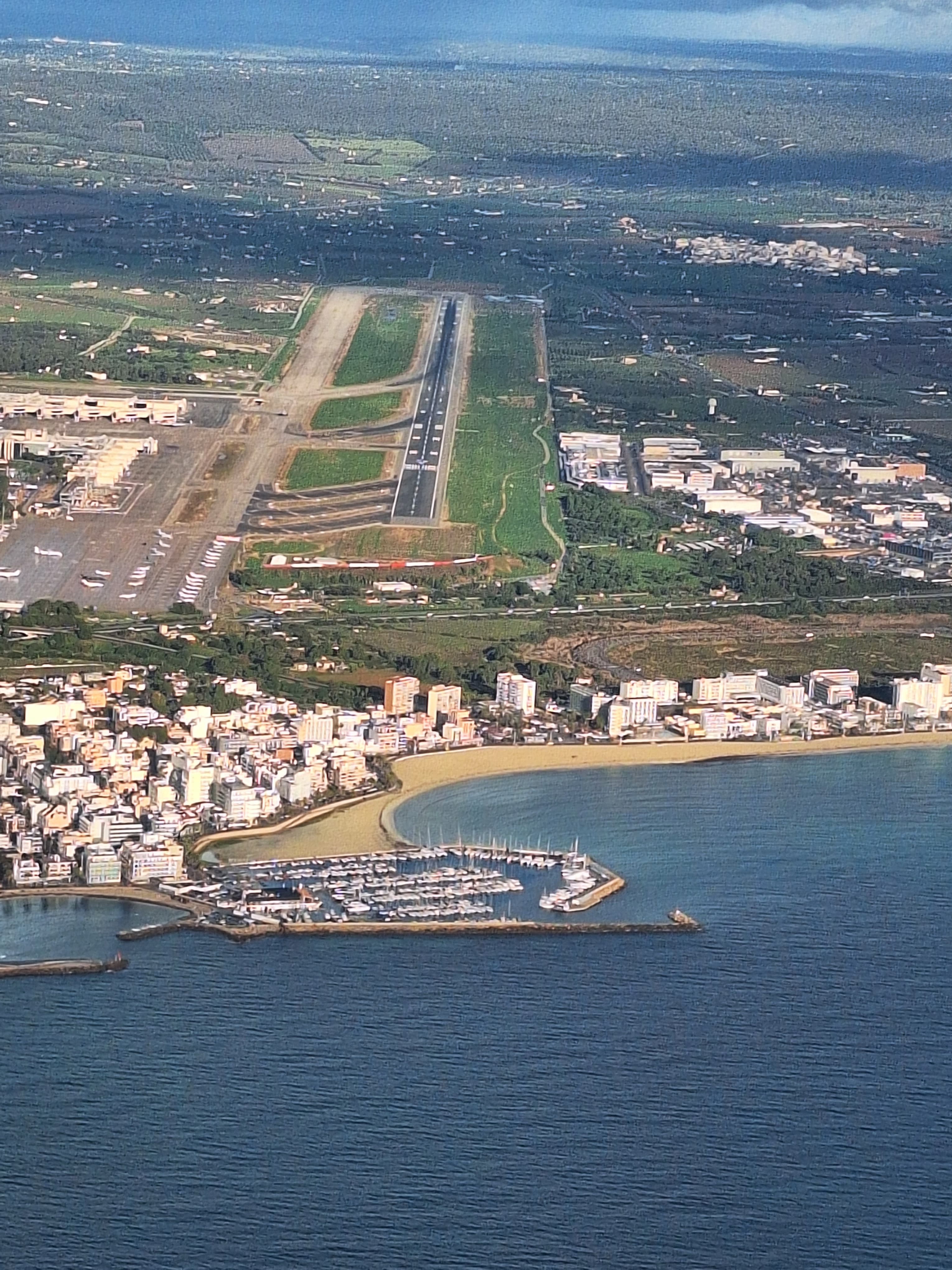 Palma de Mallorca Airport beside the coast, marina and sea