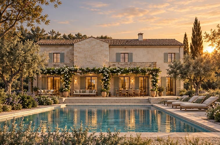 Architectural visualization of the original villa project for Property I at Can Caramany